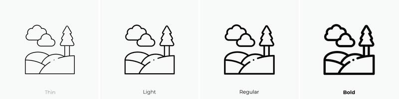 Hügel Symbol. dünn, Licht, regulär und Fett gedruckt Stil Design isoliert auf Weiß Hintergrund vektor