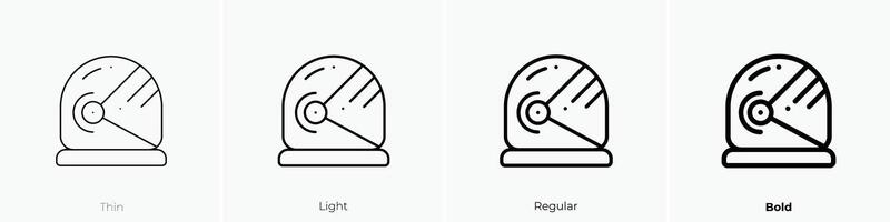 Helm Symbol. dünn, Licht, regulär und Fett gedruckt Stil Design isoliert auf Weiß Hintergrund vektor