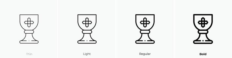 heilig Kelch Symbol. dünn, Licht, regulär und Fett gedruckt Stil Design isoliert auf Weiß Hintergrund vektor