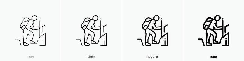 Wandern Symbol. dünn, Licht, regulär und Fett gedruckt Stil Design isoliert auf Weiß Hintergrund vektor