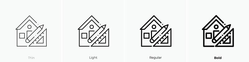 Zuhause Symbol. dünn, Licht, regulär und Fett gedruckt Stil Design isoliert auf Weiß Hintergrund vektor