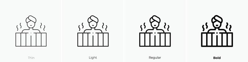 heiß Wanne Symbol. dünn, Licht, regulär und Fett gedruckt Stil Design isoliert auf Weiß Hintergrund vektor