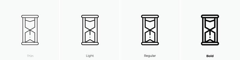 Sanduhr Symbol. dünn, Licht, regulär und Fett gedruckt Stil Design isoliert auf Weiß Hintergrund vektor