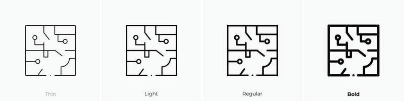 Haus planen Symbol. dünn, Licht, regulär und Fett gedruckt Stil Design isoliert auf Weiß Hintergrund vektor