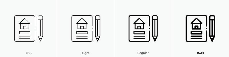 Haus Symbol. dünn, Licht, regulär und Fett gedruckt Stil Design isoliert auf Weiß Hintergrund vektor