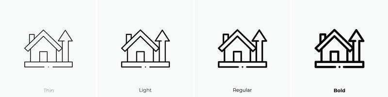 Haus Symbol. dünn, Licht, regulär und Fett gedruckt Stil Design isoliert auf Weiß Hintergrund vektor