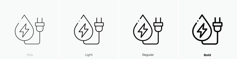 hydro Leistung Symbol. dünn, Licht, regulär und Fett gedruckt Stil Design isoliert auf Weiß Hintergrund vektor