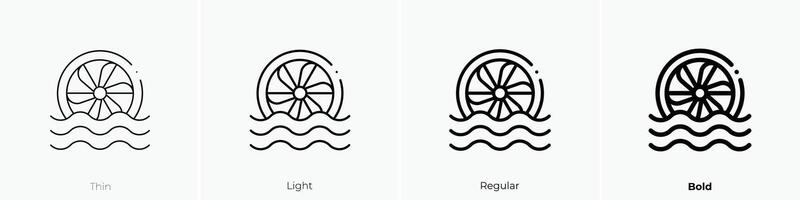 hydro Leistung Symbol. dünn, Licht, regulär und Fett gedruckt Stil Design isoliert auf Weiß Hintergrund vektor