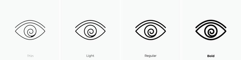 Hypnose Symbol. dünn, Licht, regulär und Fett gedruckt Stil Design isoliert auf Weiß Hintergrund vektor