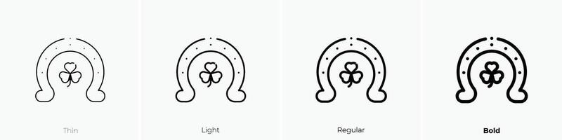 Hufeisen Symbol. dünn, Licht, regulär und Fett gedruckt Stil Design isoliert auf Weiß Hintergrund vektor