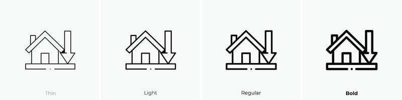 hus ikon. tunn, ljus, regelbunden och djärv stil design isolerat på vit bakgrund vektor