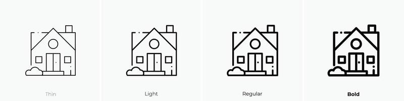 Haus Symbol. dünn, Licht, regulär und Fett gedruckt Stil Design isoliert auf Weiß Hintergrund vektor