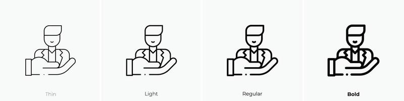 Mensch Ressourcen Symbol. dünn, Licht, regulär und Fett gedruckt Stil Design isoliert auf Weiß Hintergrund vektor