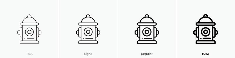 Hydrant Symbol. dünn, Licht, regulär und Fett gedruckt Stil Design isoliert auf Weiß Hintergrund vektor