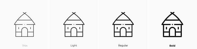 Hütte Symbol. dünn, Licht, regulär und Fett gedruckt Stil Design isoliert auf Weiß Hintergrund vektor