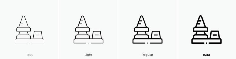 Eis Sahne Kegel Symbol. dünn, Licht, regulär und Fett gedruckt Stil Design isoliert auf Weiß Hintergrund vektor