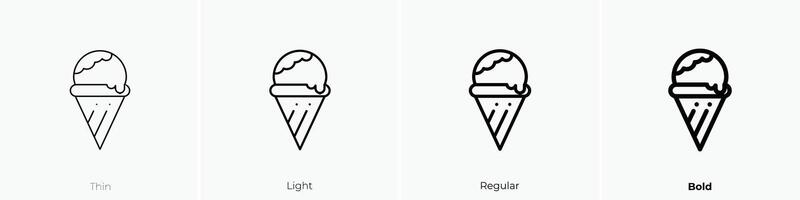 Eis Sahne Symbol. dünn, Licht, regulär und Fett gedruckt Stil Design isoliert auf Weiß Hintergrund vektor