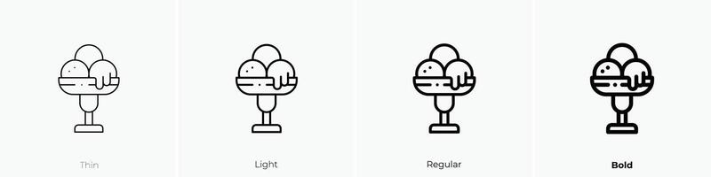 Eis Sahne Symbol. dünn, Licht, regulär und Fett gedruckt Stil Design isoliert auf Weiß Hintergrund vektor