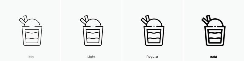 Eis Sahne Symbol. dünn, Licht, regulär und Fett gedruckt Stil Design isoliert auf Weiß Hintergrund vektor