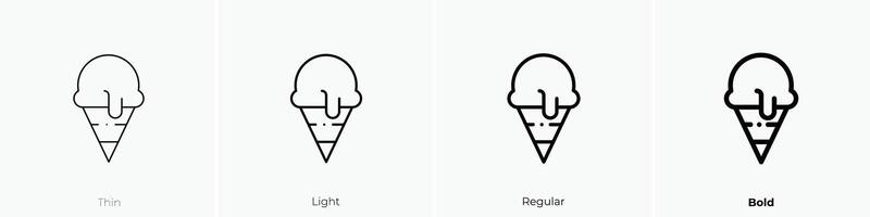 Eis Sahne Symbol. dünn, Licht, regulär und Fett gedruckt Stil Design isoliert auf Weiß Hintergrund vektor