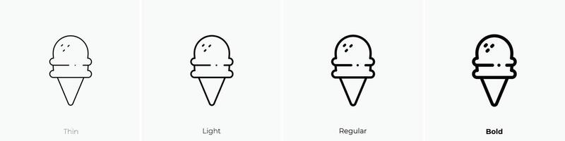 Eis Sahne Symbol. dünn, Licht, regulär und Fett gedruckt Stil Design isoliert auf Weiß Hintergrund vektor