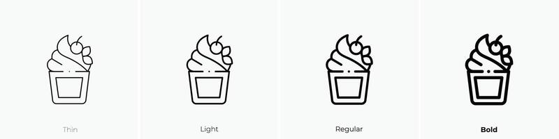 Eis Sahne Symbol. dünn, Licht, regulär und Fett gedruckt Stil Design isoliert auf Weiß Hintergrund vektor