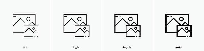 Bilder Symbol. dünn, Licht, regulär und Fett gedruckt Stil Design isoliert auf Weiß Hintergrund vektor