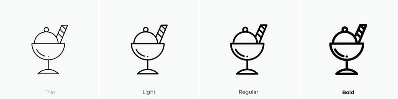 Eis Sahne Symbol. dünn, Licht, regulär und Fett gedruckt Stil Design isoliert auf Weiß Hintergrund vektor