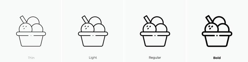 Eis Sahne Symbol. dünn, Licht, regulär und Fett gedruckt Stil Design isoliert auf Weiß Hintergrund vektor