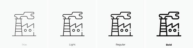 Industrie Symbol. dünn, Licht, regulär und Fett gedruckt Stil Design isoliert auf Weiß Hintergrund vektor