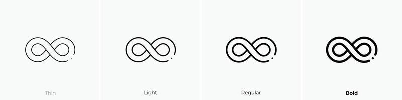 unendlich Symbol. dünn, Licht, regulär und Fett gedruckt Stil Design isoliert auf Weiß Hintergrund vektor