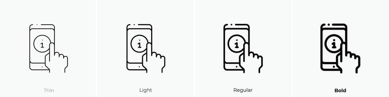 die Info Symbol. dünn, Licht, regulär und Fett gedruckt Stil Design isoliert auf Weiß Hintergrund vektor