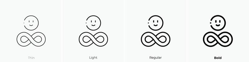 Unendlichkeit Symbol. dünn, Licht, regulär und Fett gedruckt Stil Design isoliert auf Weiß Hintergrund vektor