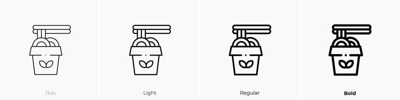 sofortig Nudeln Symbol. dünn, Licht, regulär und Fett gedruckt Stil Design isoliert auf Weiß Hintergrund vektor