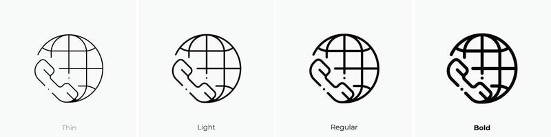 Internet Symbol. dünn, Licht, regulär und Fett gedruckt Stil Design isoliert auf Weiß Hintergrund vektor