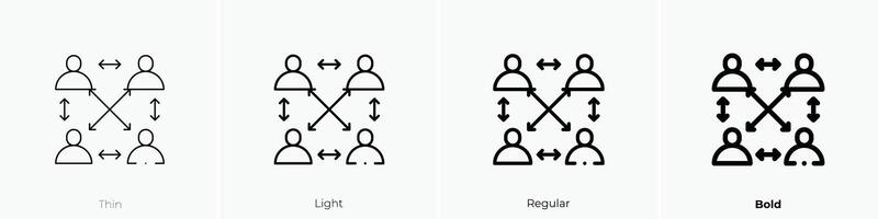 zwischenmenschlich Symbol. dünn, Licht, regulär und Fett gedruckt Stil Design isoliert auf Weiß Hintergrund vektor