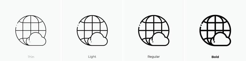 Internet Symbol. dünn, Licht, regulär und Fett gedruckt Stil Design isoliert auf Weiß Hintergrund vektor