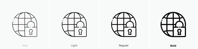 Internet Symbol. dünn, Licht, regulär und Fett gedruckt Stil Design isoliert auf Weiß Hintergrund vektor