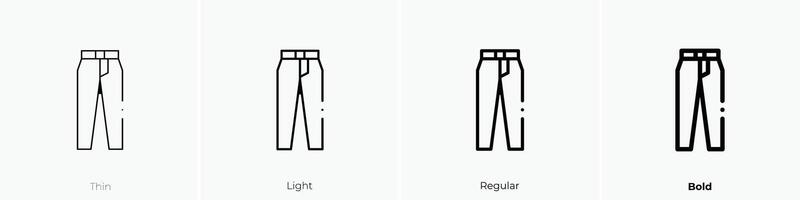 Jeans Symbol. dünn, Licht, regulär und Fett gedruckt Stil Design isoliert auf Weiß Hintergrund vektor