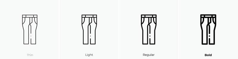 jeans ikon. tunn, ljus, regelbunden och djärv stil design isolerat på vit bakgrund vektor