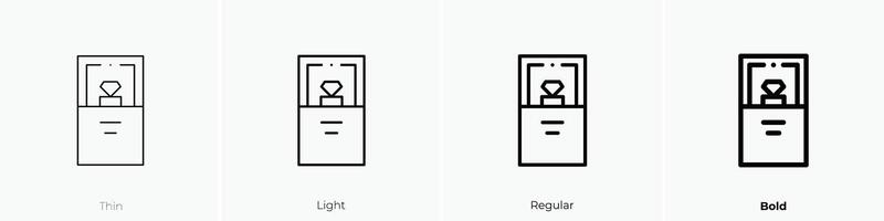 Schmuck Symbol. dünn, Licht, regulär und Fett gedruckt Stil Design isoliert auf Weiß Hintergrund vektor