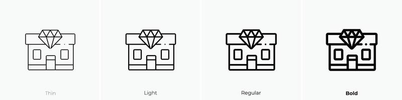 Schmuck Geschäft Symbol. dünn, Licht, regulär und Fett gedruckt Stil Design isoliert auf Weiß Hintergrund vektor
