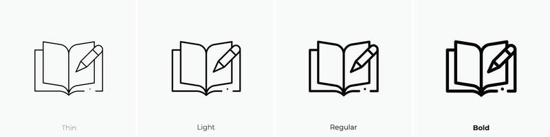 Tagebuch Symbol. dünn, Licht, regulär und Fett gedruckt Stil Design isoliert auf Weiß Hintergrund vektor