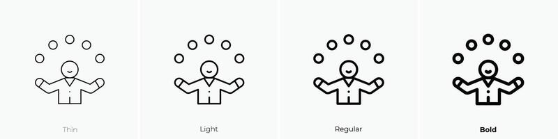 Jongleur Symbol. dünn, Licht, regulär und Fett gedruckt Stil Design isoliert auf Weiß Hintergrund vektor