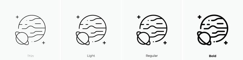 Jupiter Symbol. dünn, Licht, regulär und Fett gedruckt Stil Design isoliert auf Weiß Hintergrund vektor