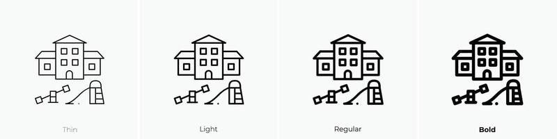 Kindergarten Symbol. dünn, Licht, regulär und Fett gedruckt Stil Design isoliert auf Weiß Hintergrund vektor