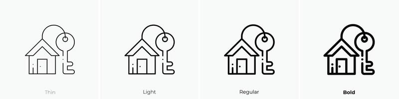 Schlüssel Symbol. dünn, Licht, regulär und Fett gedruckt Stil Design isoliert auf Weiß Hintergrund vektor