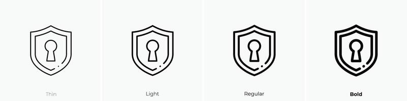 Schlüsselloch Symbol. dünn, Licht, regulär und Fett gedruckt Stil Design isoliert auf Weiß Hintergrund vektor