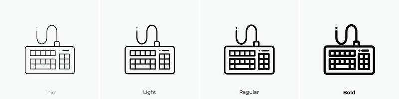 Tastatur Symbol. dünn, Licht, regulär und Fett gedruckt Stil Design isoliert auf Weiß Hintergrund vektor