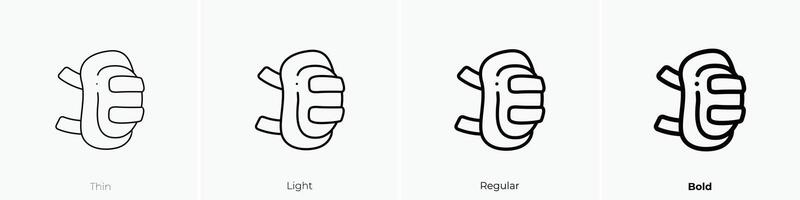 Knie Pad Symbol. dünn, Licht, regulär und Fett gedruckt Stil Design isoliert auf Weiß Hintergrund vektor